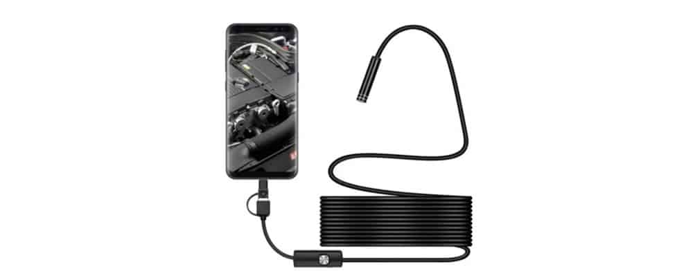 4A02 Black WIFI Endoscope with Reflector Mirror 8mm Inspection Camera Wire 