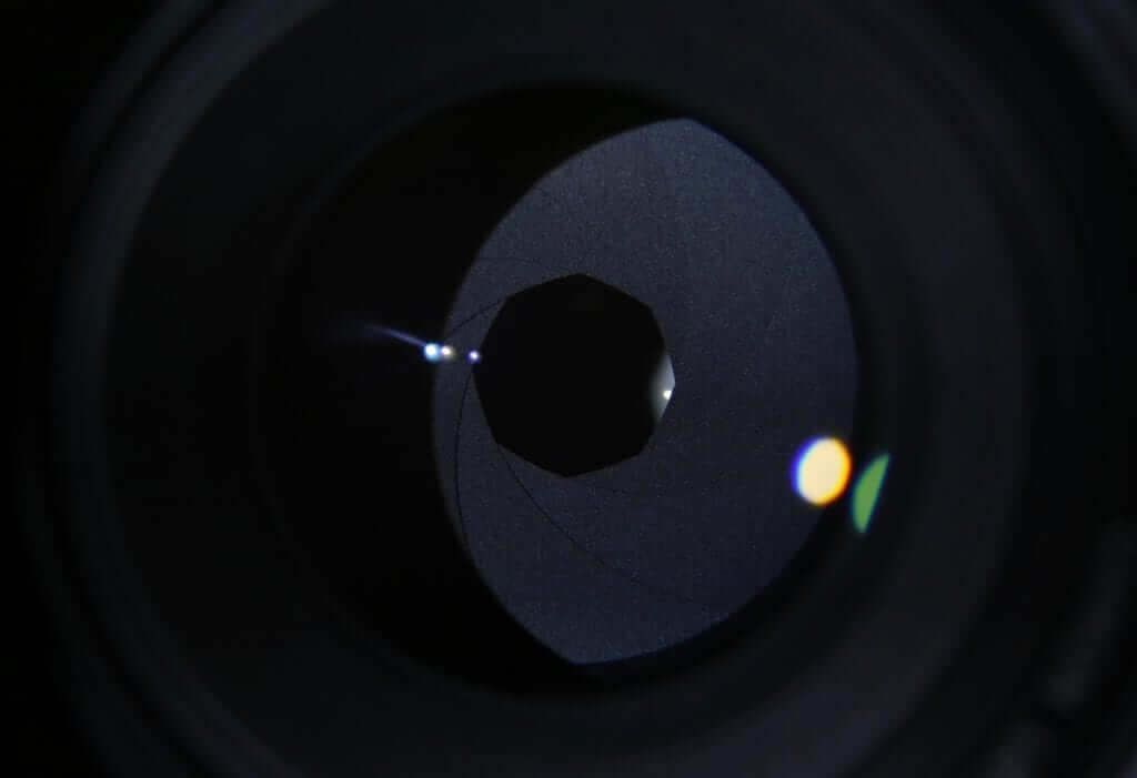 a camera lens close up