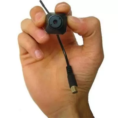 a hand holding a spy camera