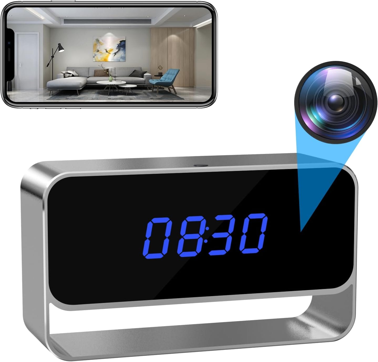 Hidden Camera Clock FHD 1080P WiFi Spy Camera Mini Wireless Nanny Cam Indoor Home Office Security Night Vision Motion Detection