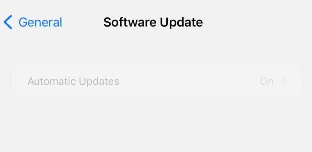 iOS software update general setting on