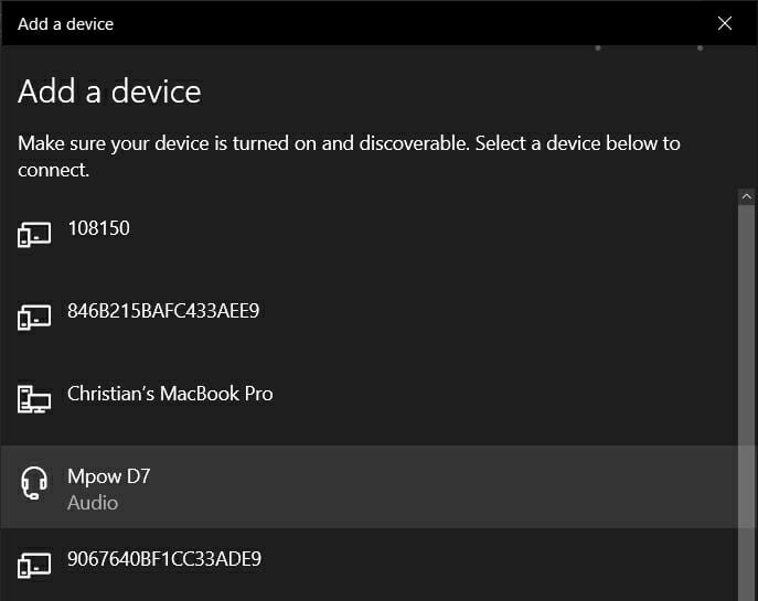 windows 10 settings devices for bluetooth add your headphones