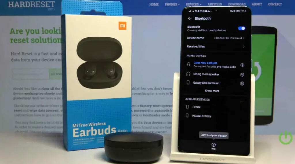 a paired earbud to a phone via bluetooth