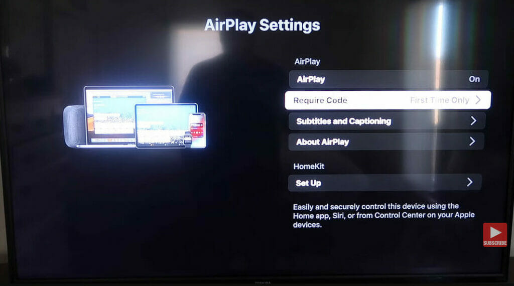 Airplay settings on tv