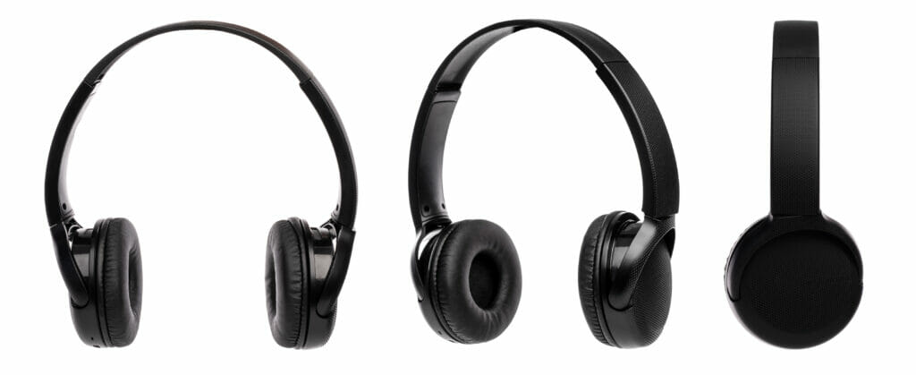 black wireless headphone