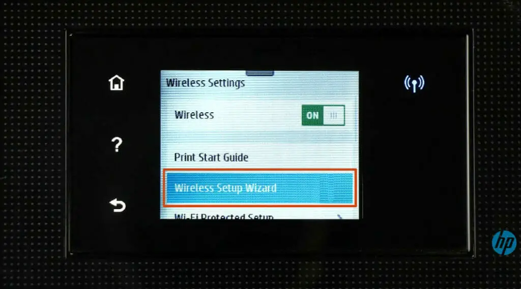 HP Printer wireless set-up panel via HP Smart App