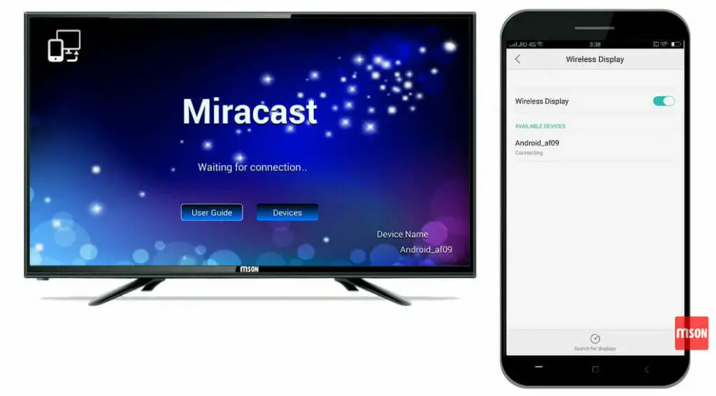 Miracast on tv and phone connection