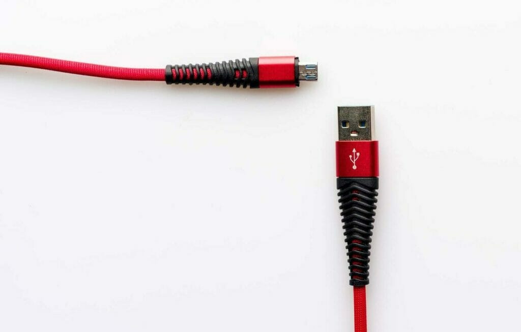 red and black USB cable