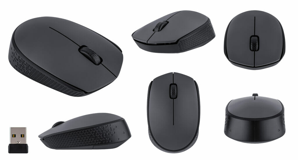 wireless mouse in black color and a wireless usb adapter