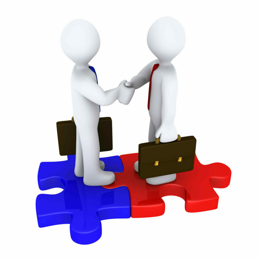3d icon of two businessmen shakes hand