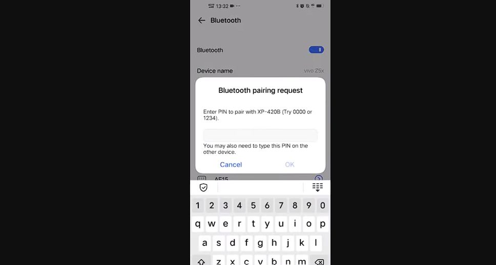 a phone's bluetooth pairing request