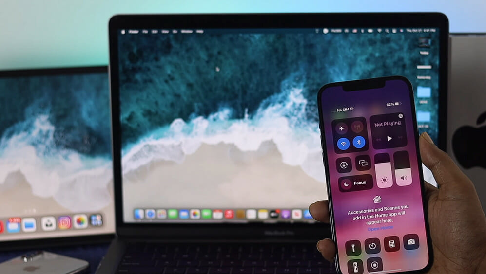 accessing Control Center on iPhone