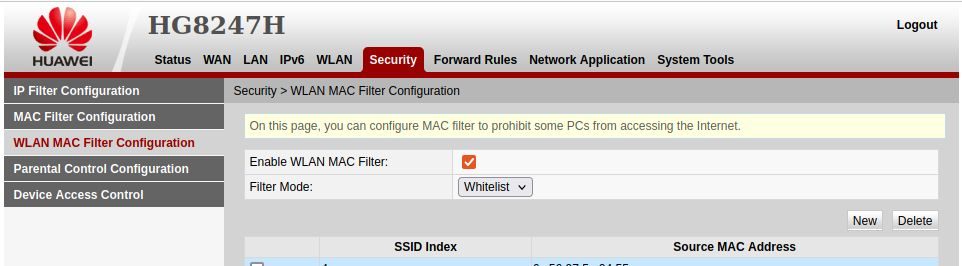 Enabling a whitelist for your router