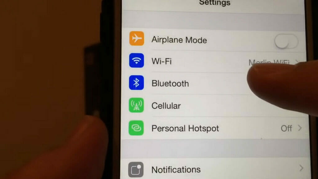 enabling the bluetooth on the setting