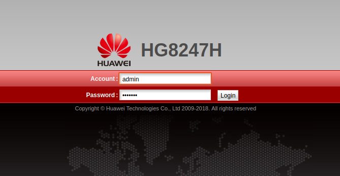 Example of a router's login screen to access its settings