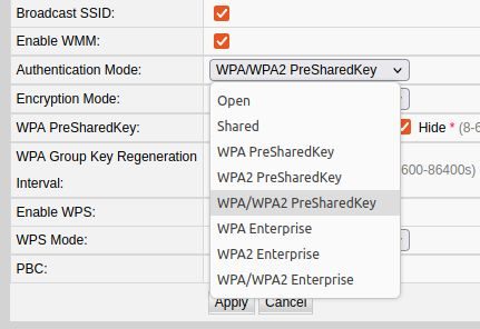 Examples of available authentication modes