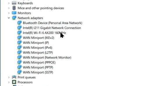 opening Devices and look under Network Adapters