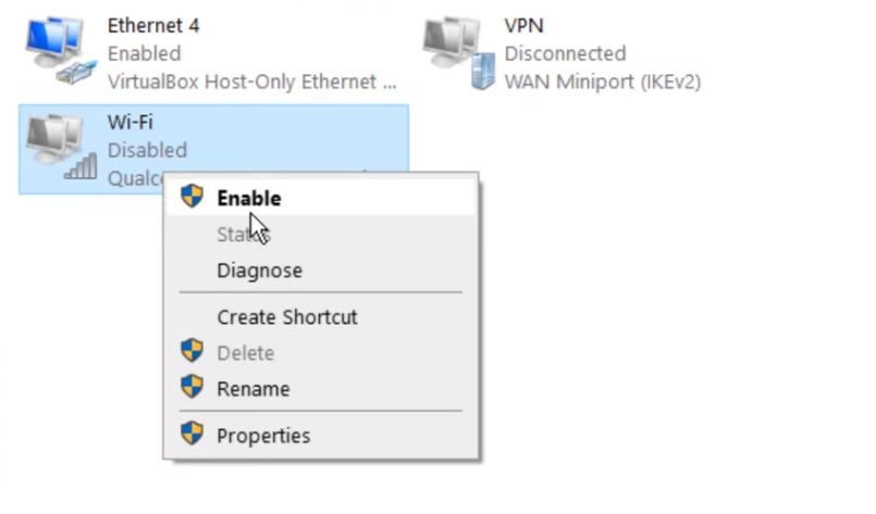 Windows LAN setting to enable wifi
