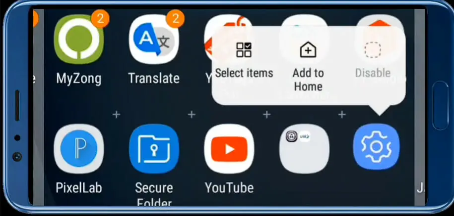 navigate to 5g phone's setting icon