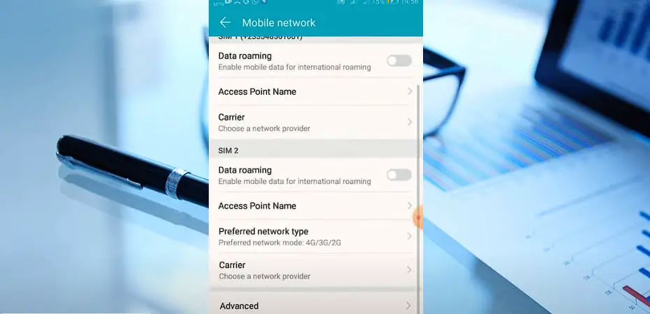 Navigate to Mobile Networks, then finally, APN