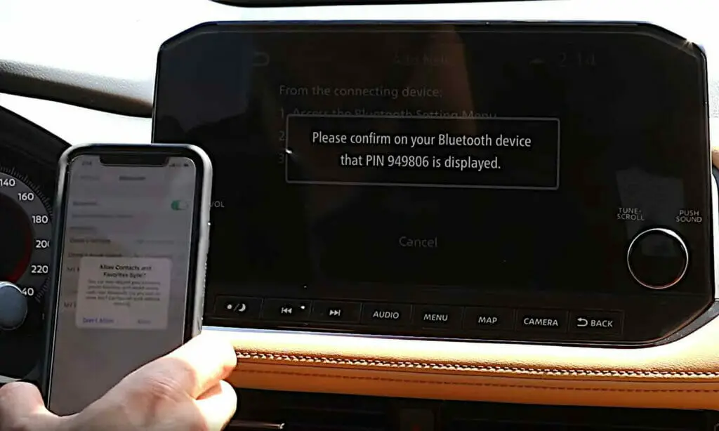 PIN displayed on CarPlay’s screen, confirm it on the connecting device