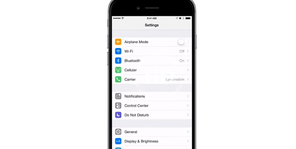 setting options of an iphone