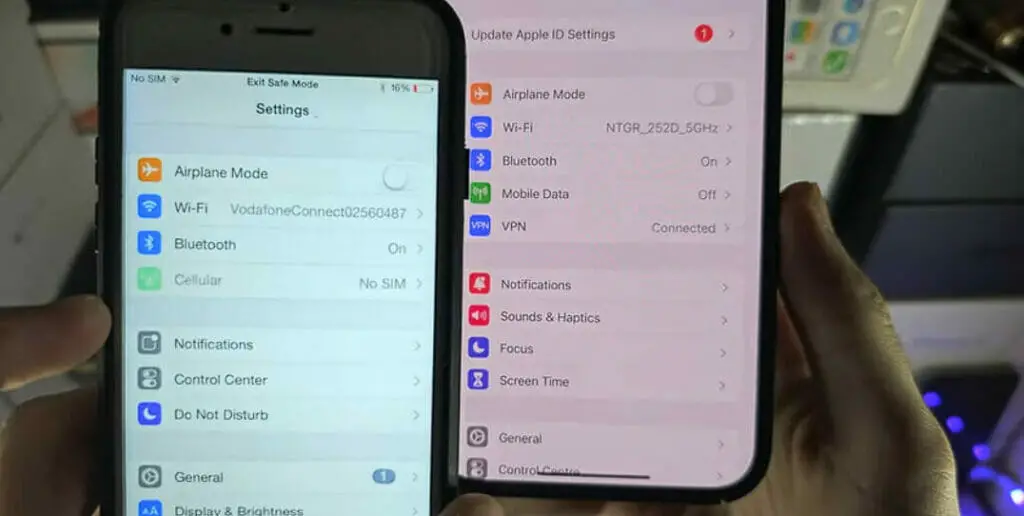 two phone's showing the general settings