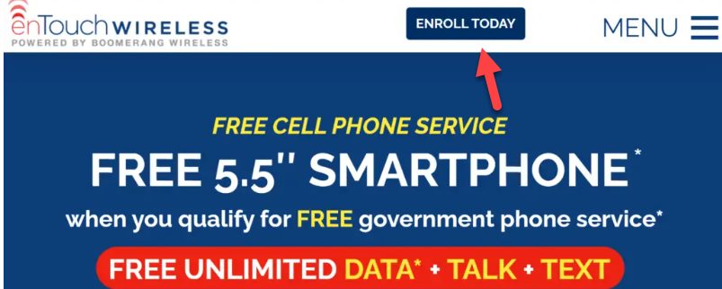 A cell phone service page with a free 5.5 phone service
