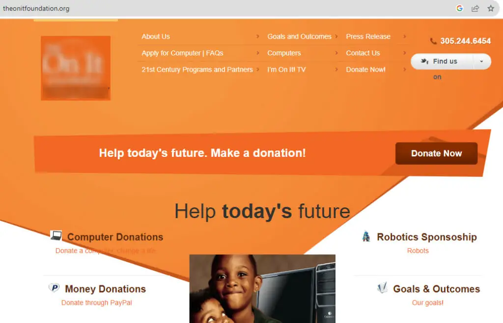 A screenshot of theonitfoundation.org website