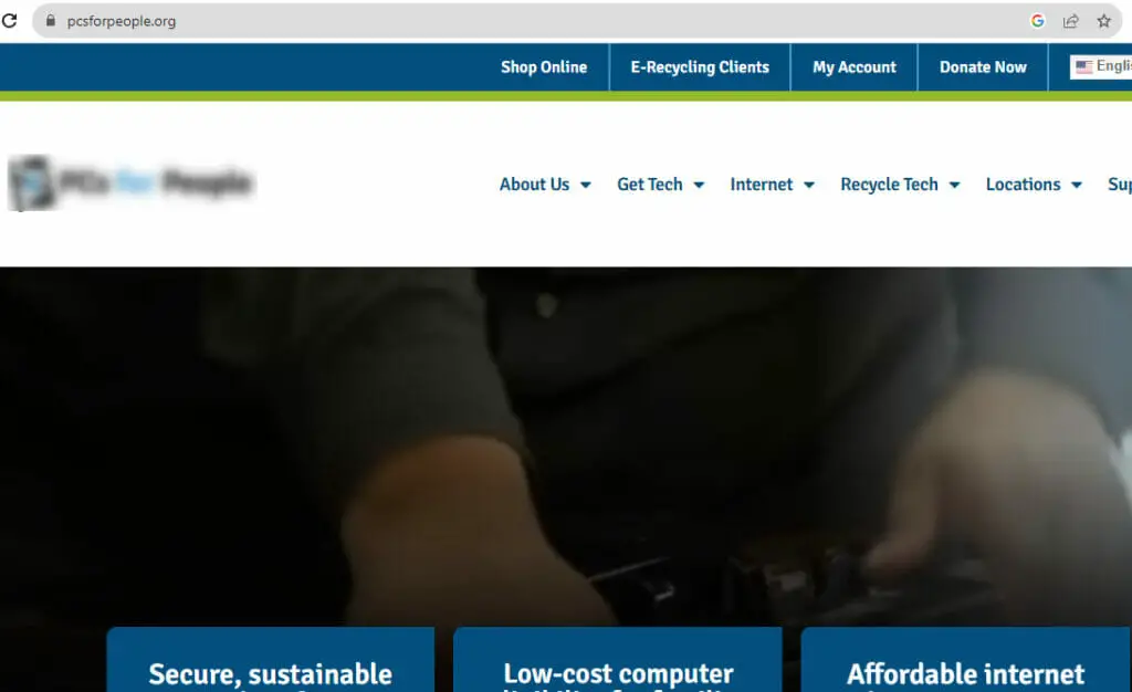 A screenshot of pcsforpeople.org website