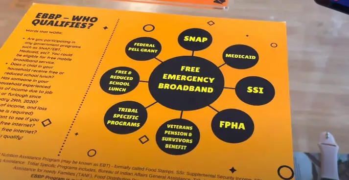 An advertisement for a free emergency broadband service