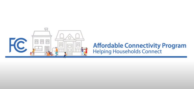 Affordable connection program helping households connect text on a banner