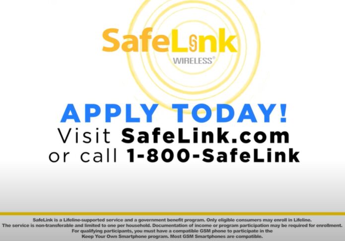 A banner add with safelink logo and the words APPLY TODAY with link and phone number