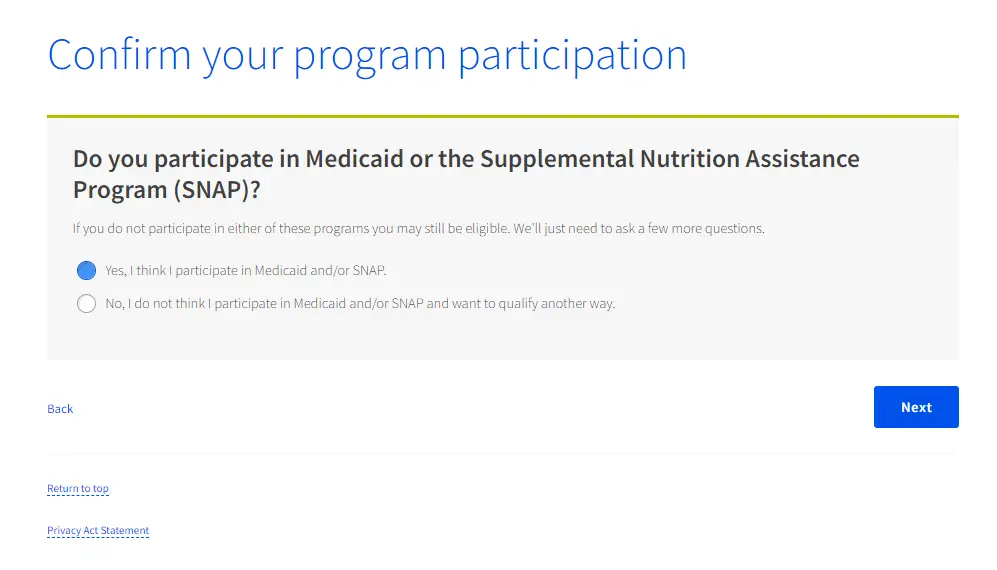 Confirm your program participation form