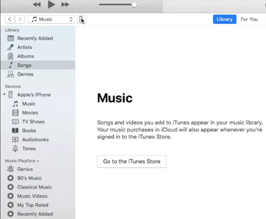 An iTune opened on an iOS device