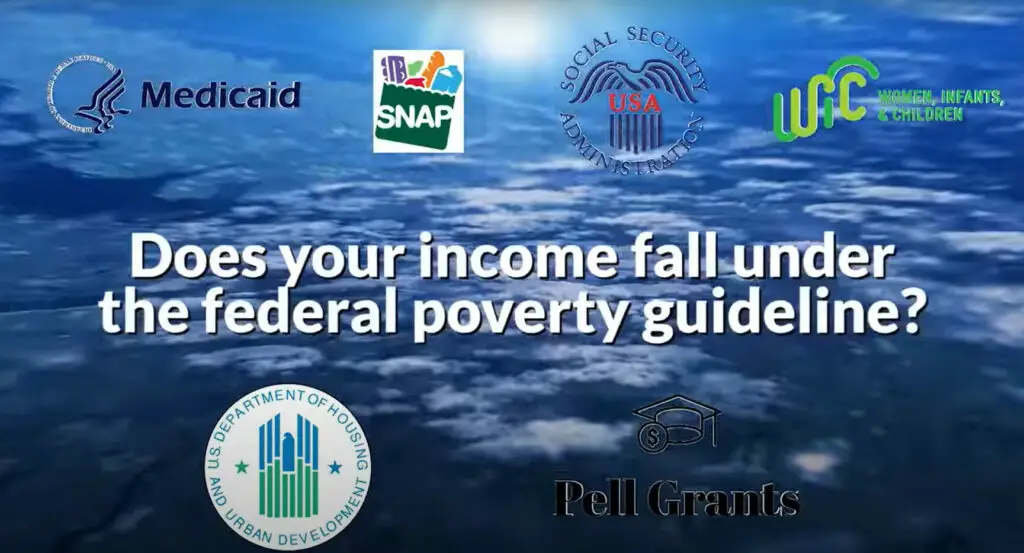 A federal poverty guideline banner