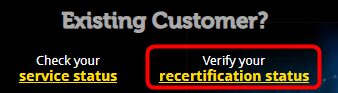 A sign that says existing customer? check your service registration status
