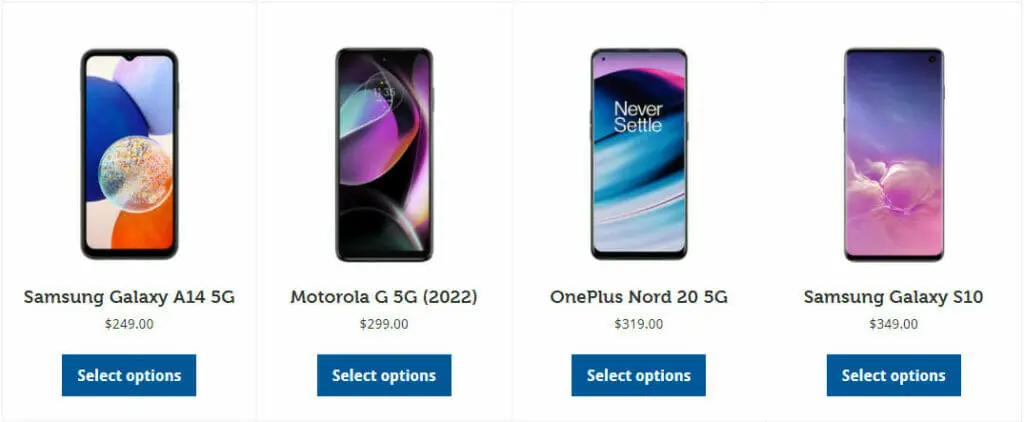 An variety of options for phone devices