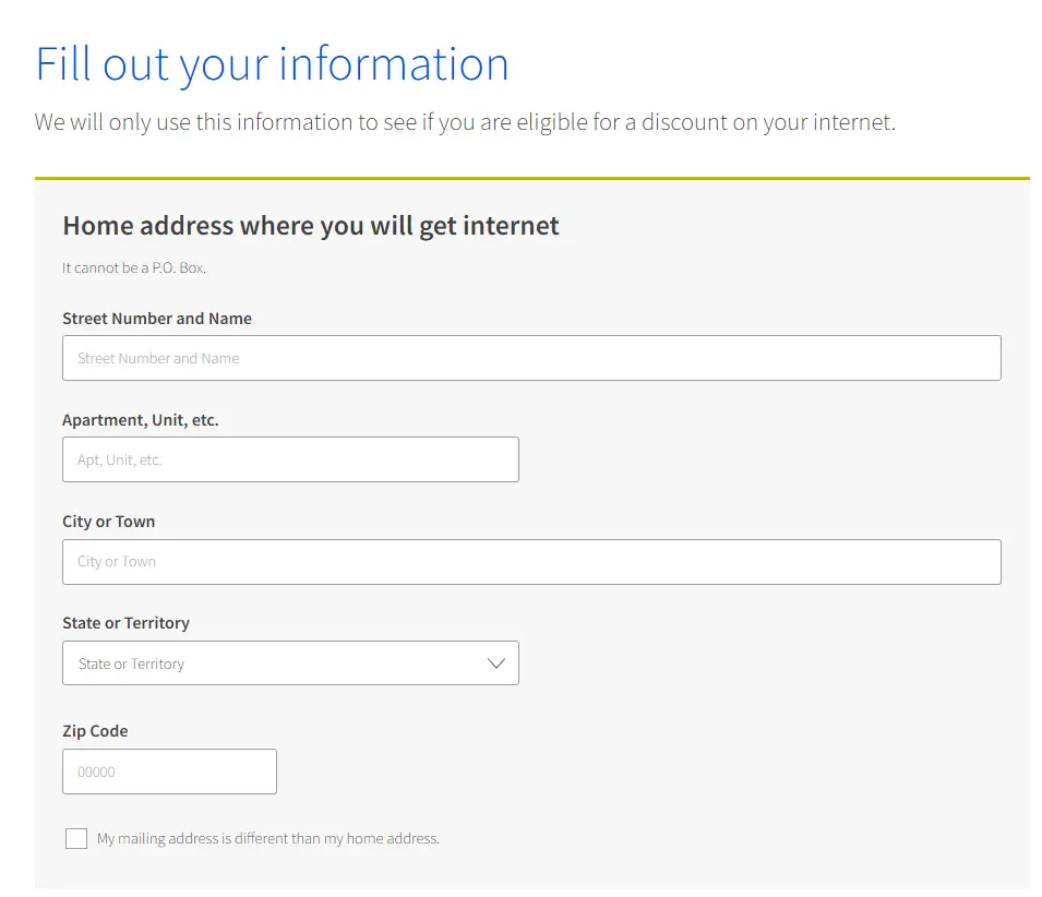 A screen shot of the sign up page for a plan