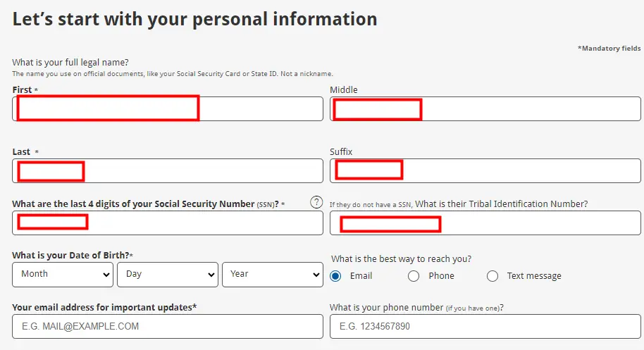A screenshot of a form to apply for a lifeline