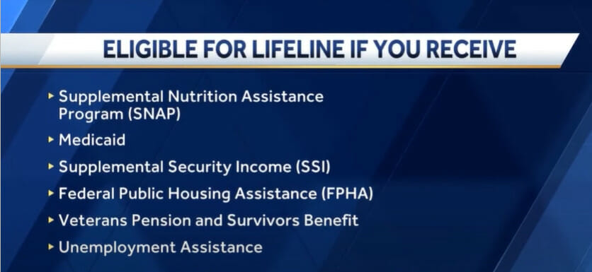A list of qualification for a lifeline program