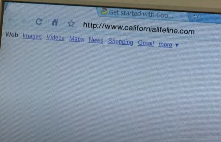 A computer screen showing the california lifeline website's url