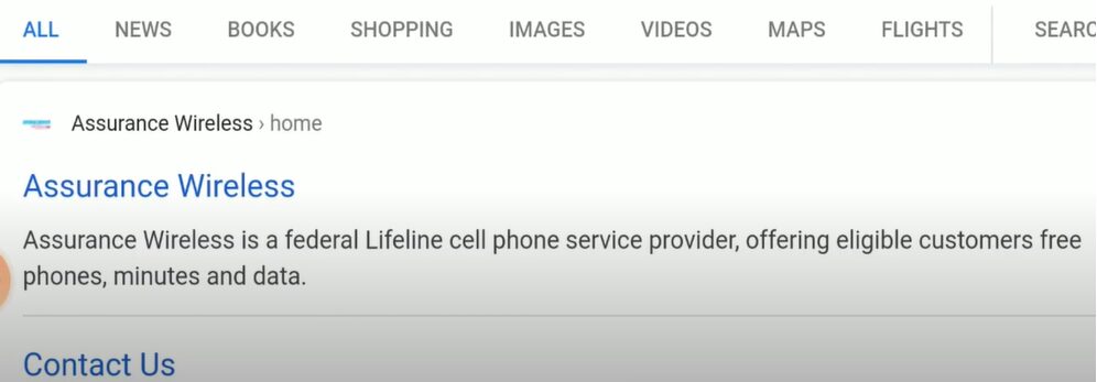 Assurance Wirelesss web page for federal lifeline celpp phone service provider information
