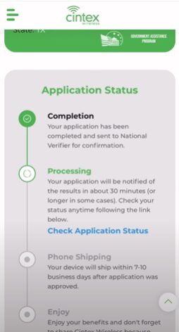 Cintext online application status completion