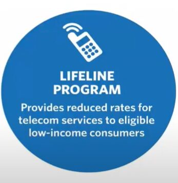 A blue circular lifeline program ad