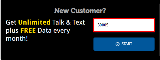 A webpage with a form for a new customer to subscribe to an unlimited talk and text data