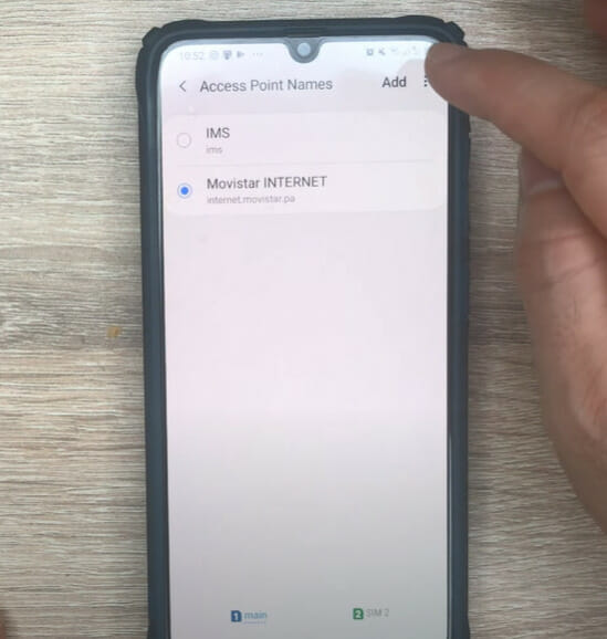 A person tapping on Add button for the Access Point Names phone setting
