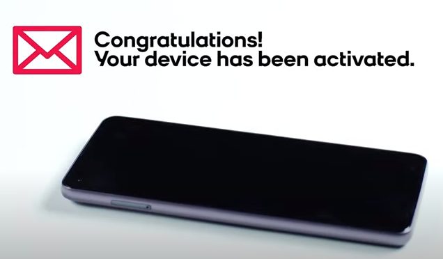 A message that says "Congratulations! Your device has been activated." and below that is a phone