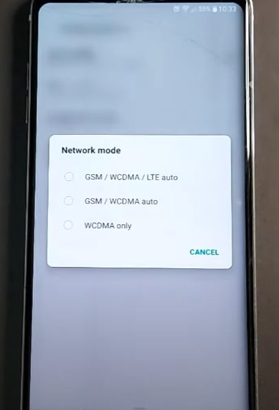 A notification for Network mode option showing on the phone