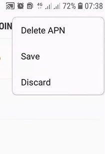 Options to Delete, Save or Discard APN